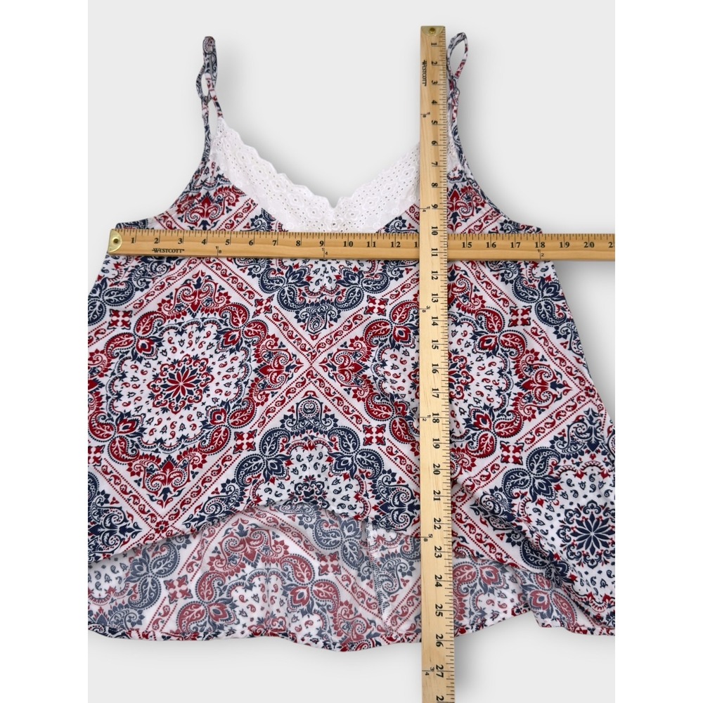 Ariat Texas Heat Tank Top Paisley Womens Medium Red White Blue Lace 4th of July - Picture 12 of 15